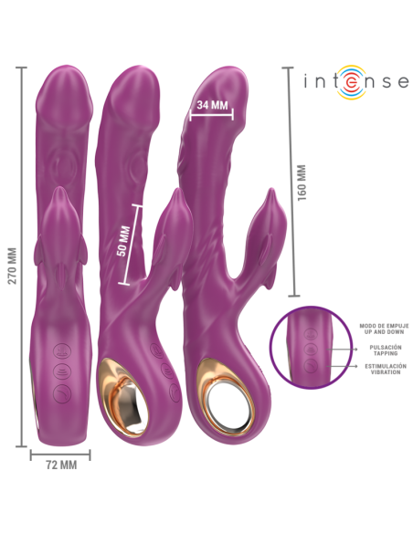 INTENSE HALLE VIBRADOR MULTIFUNCION CON LENGUA ESTIMULADORA EN FORMA DE DELFIN MORADO