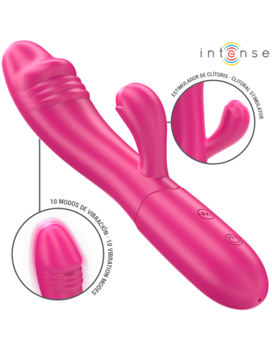 INTENSE IVY VIBRADOR FLEXIBLE 10 VIBRACIONES CON LENGUA ESTIMULADORA ROSA