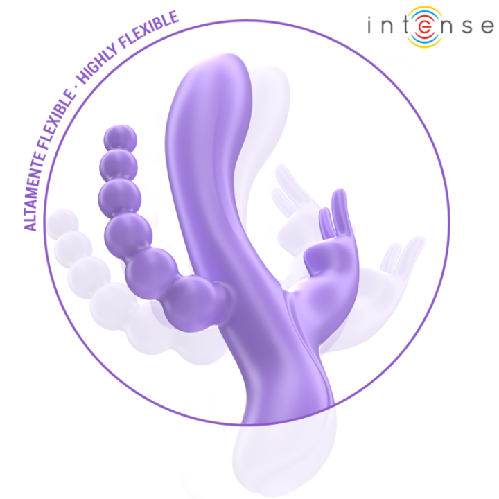 INTENSE MIKO TRIPLE VIBRADOR RABBIT ESTIMULADOR ANAL 7 VIBRACIONES MORADO