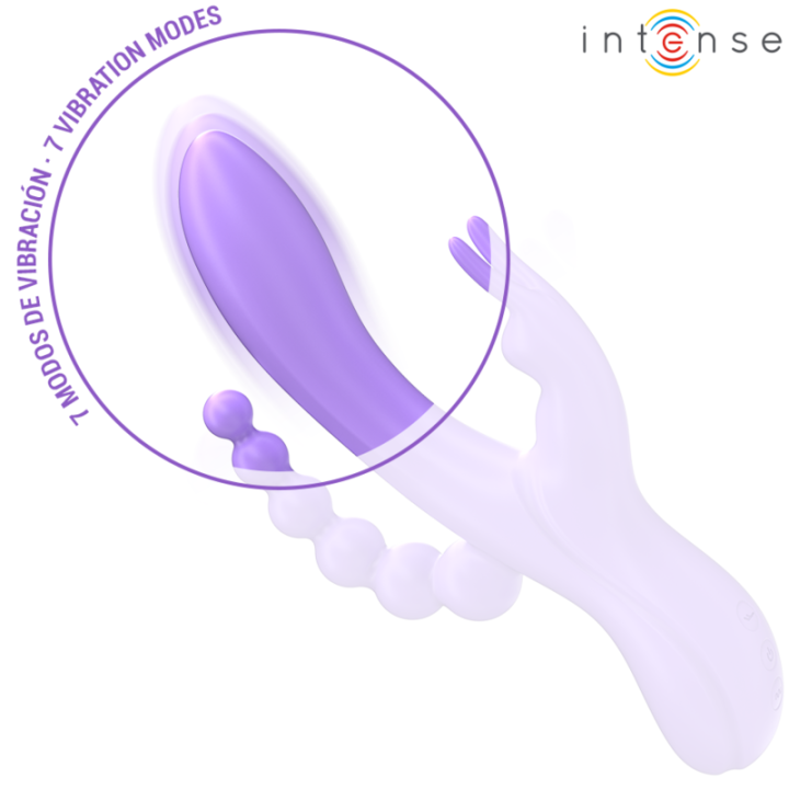 INTENSE MIKO TRIPLE VIBRADOR RABBIT ESTIMULADOR ANAL 7 VIBRACIONES MORADO