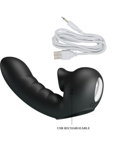 PRETTY LOVE HOBGOBLIN FUNDA VIBRADORA PARA DEDO 12 VIBRACIONES ESTIMULADOR CLITORIS NEGRO