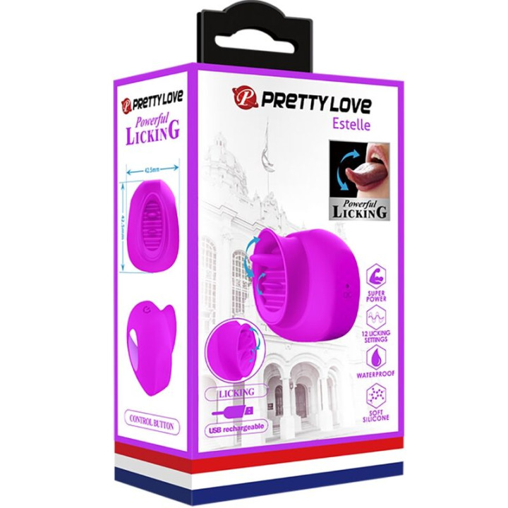 PRETTY LOVE ESTELLE LENGUA ESTIMULADORA CLITORIS 12 VIBRACIONES MORADO