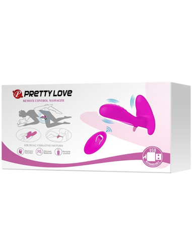PRETTY LOVE MASAJEADOR VIBRADOR 12 VIBRACIONES CONTROL REMOTO MORADO