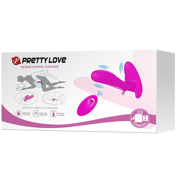 PRETTY LOVE MASAJEADOR VIBRADOR 12 VIBRACIONES CONTROL REMOTO MORADO