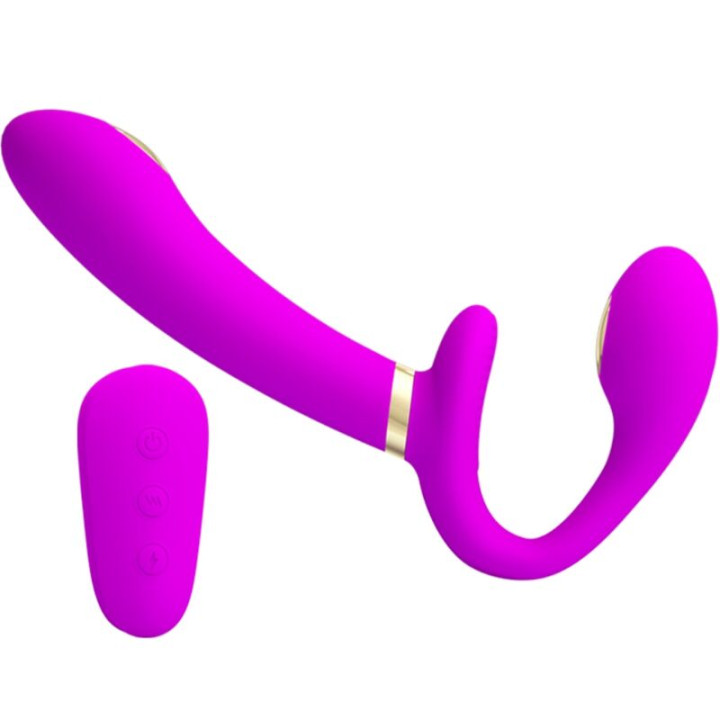 PRETTY LOVE THUNDERBIRD VIBRADOR DOBLE STRAP ON CONTROL REMOTO MORADO