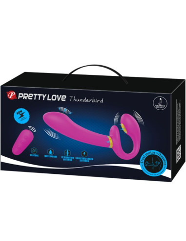 PRETTY LOVE THUNDERBIRD VIBRADOR DOBLE STRAP ON CONTROL REMOTO MORADO