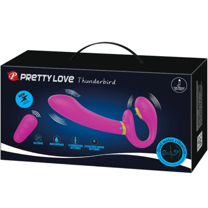 PRETTY LOVE THUNDERBIRD VIBRADOR DOBLE STRAP ON CONTROL REMOTO MORADO