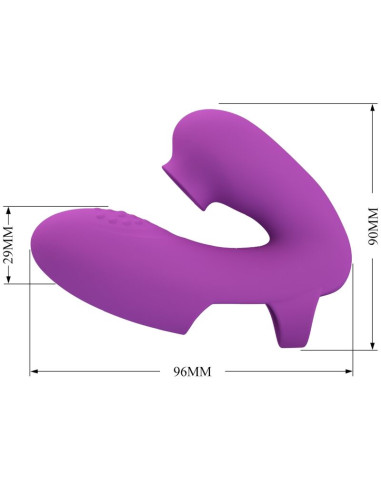 PRETTY LOVE ATHENA VIBRADOR DE DEDO CON ESTIMULADOR CLITORIS MORADO