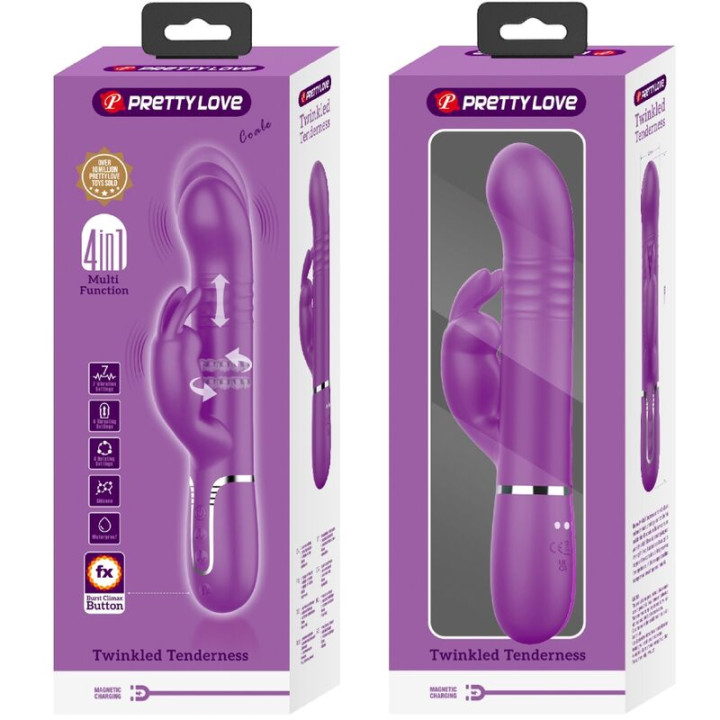 PRETTY LOVE COALE VIBRADOR RABBIT MULTIFUNCION 4 EN 1 MORADO