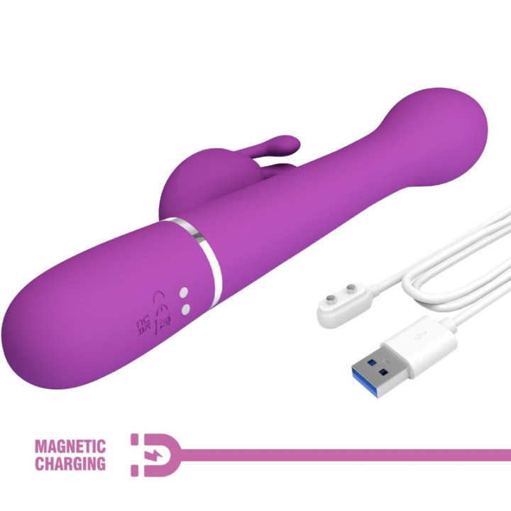 PRETTY LOVE DEJON VIBRADOR RABBIT MULTIFUNCION 3 EN 1 MORADO