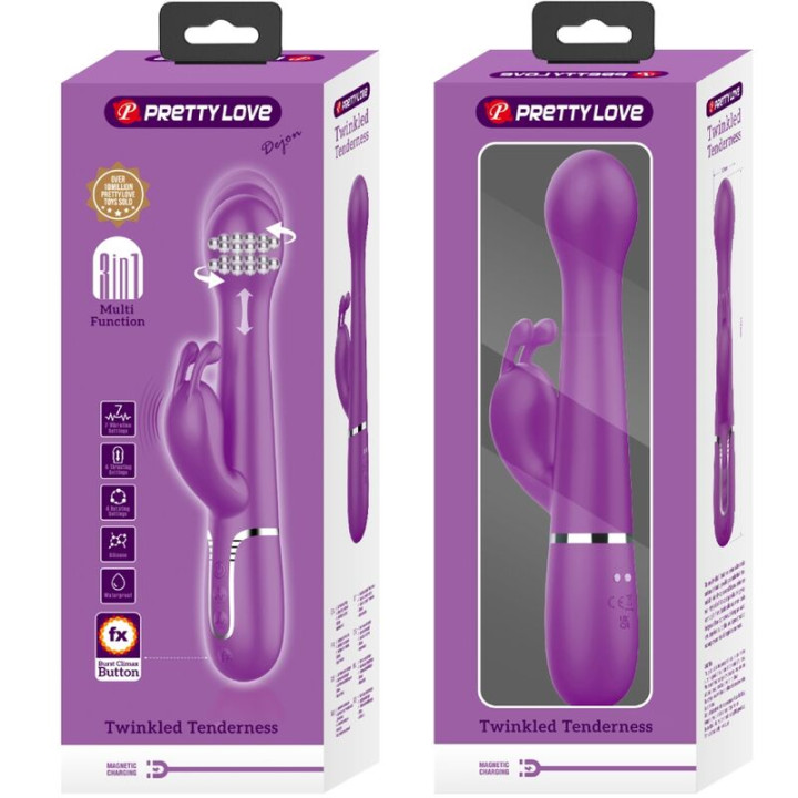 PRETTY LOVE DEJON VIBRADOR RABBIT MULTIFUNCION 3 EN 1 MORADO