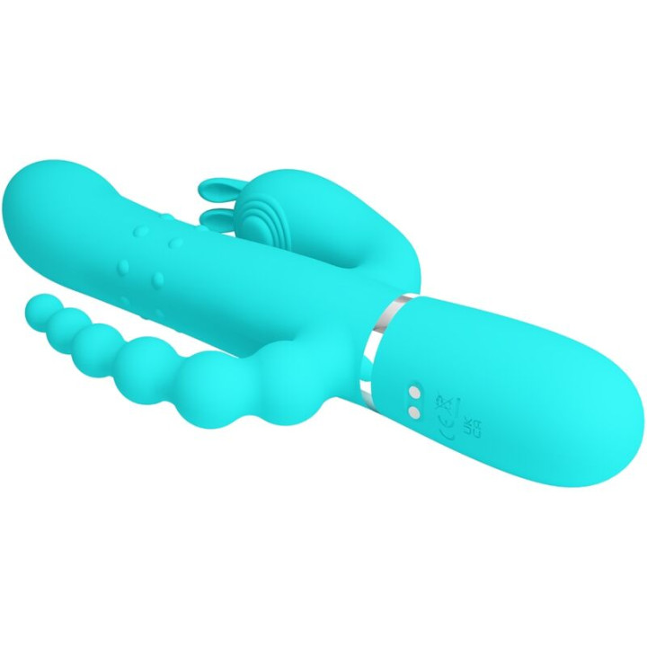 PRETTY LOVE CAMMY TRIPLE VIBRADOR RABBIT MULTIFUNCION 4 EN 1 AZUL
