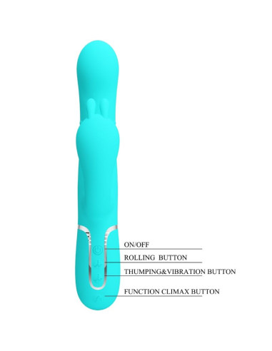 PRETTY LOVE CAMMY TRIPLE VIBRADOR RABBIT MULTIFUNCION 4 EN 1 AZUL