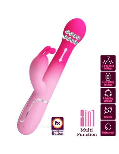 PRETTY LOVE DEJON VIBRADOR RABBIT 3 EN 1 MULTIFUNCION ROSA