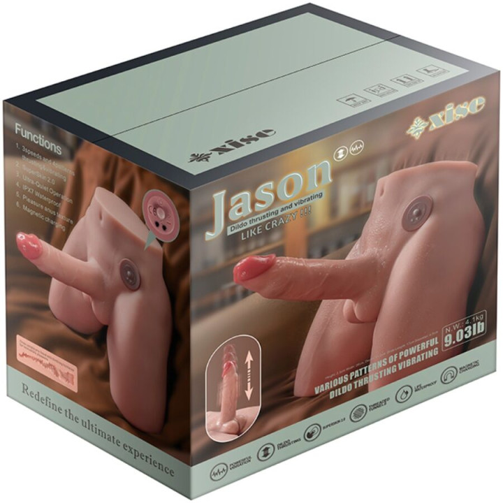 XISE JASON MASTURBADOR DILDO REALISTICO CON THRUSTING Y VIBRACION 17 CM