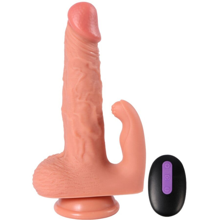 SHEQU HAYDEN DILDO Y ESTIMULADOR DE CLITORIS CON VIBRACION Y CONTROL REMOTO 16 CM