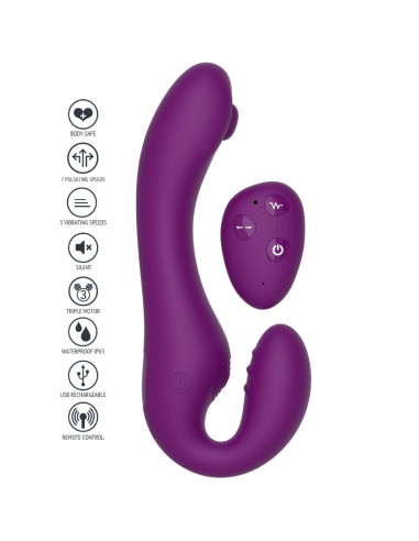 XOCOON STRAPLESS STRAP ON VIBRADOR 2 EN 1 CON CONTROL REMOTO MORADO