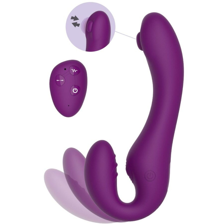 XOCOON STRAPLESS STRAP ON VIBRADOR 2 EN 1 CON CONTROL REMOTO MORADO