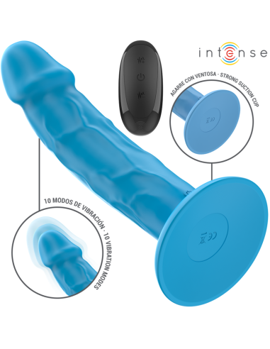 INTENSE PHOEBE VIBRADOR REALISTICO 10 VIBRACIONES AZUL CONTROL REMOTO
