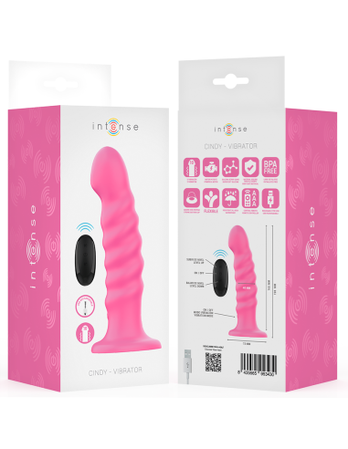 INTENSE CINDY VIBRADOR TALLA L DISENO EN ESPIRAL 10 VIBRACIONES ROSA CONTROL REMOTO