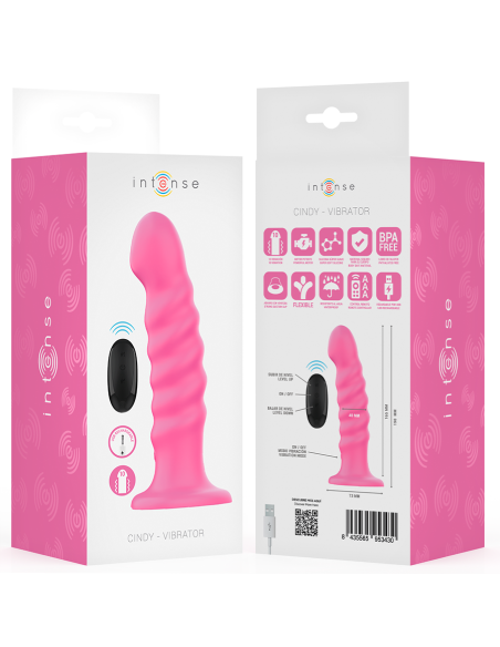 INTENSE CINDY VIBRADOR TALLA L DISENO EN ESPIRAL 10 VIBRACIONES ROSA CONTROL REMOTO