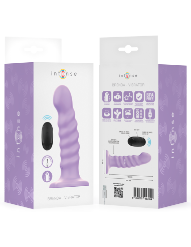 INTENSE BRENDA VIBRADOR TALLA M DISENO EN ESPIRAL 10 VIBRACIONES MORADO CONTROL REMOTO