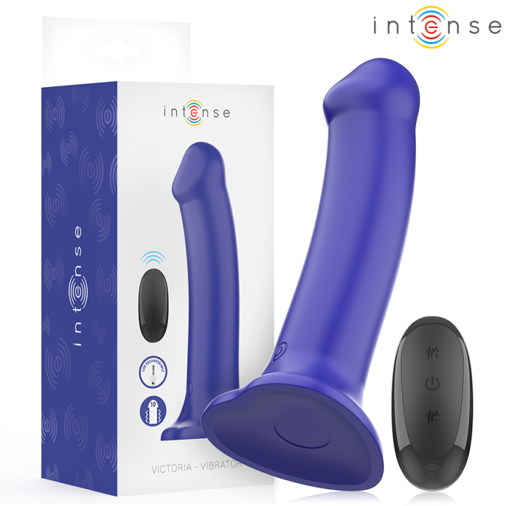 INTENSE VICTORIA VIBRADOR CON VENTOSA 10 VIBRACIONES AZUL OSCURO CONTROL REMOTO
