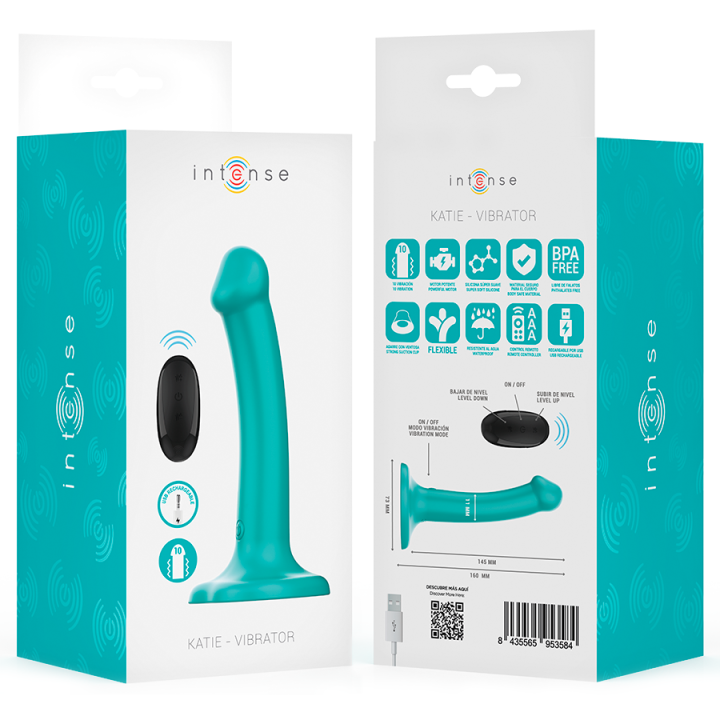 INTENSE KATIE VIBRADOR CON VENTOSA 10 VIBRACIONES AZUL OSCURO CONTROL REMOTO