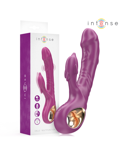 INTENSE HALLE VIBRADOR MULTIFUNCION CON LENGUA ESTIMULADORA EN FORMA DE DELFIN MORADO