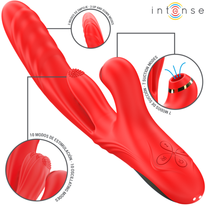 INTENSE KAROL VIBRADOR MULTIFUNCION EMPUJE ESTIMULACION ONDAS ESTIMULADORAS ROJO