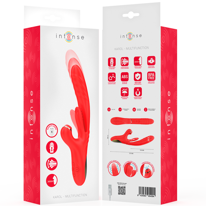 INTENSE KAROL VIBRADOR MULTIFUNCION EMPUJE ESTIMULACION ONDAS ESTIMULADORAS ROJO
