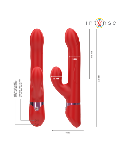 INTENSE LELE VIBRADOR MULTIFUNCION ROTATORIO OSCILACION ESTIMULACION ROJO