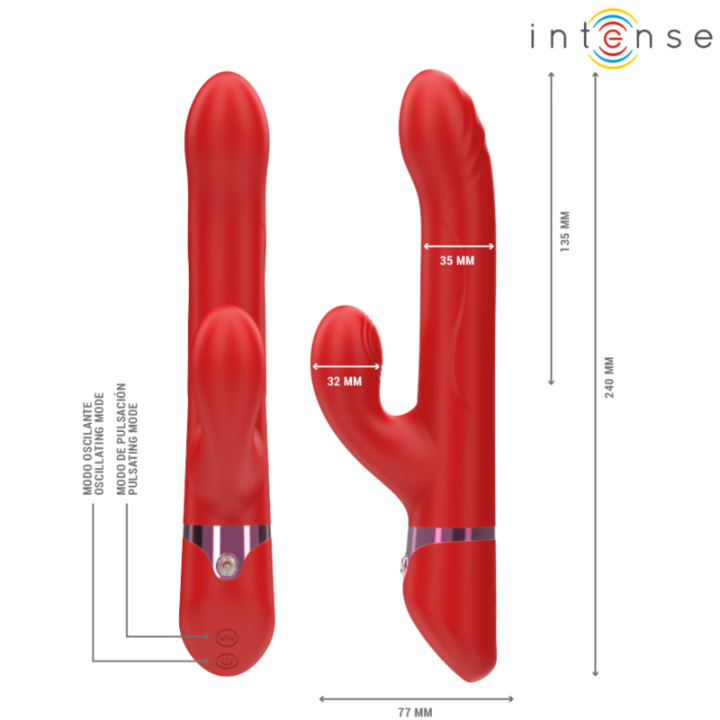 INTENSE LELE VIBRADOR MULTIFUNCION ROTATORIO OSCILACION ESTIMULACION ROJO