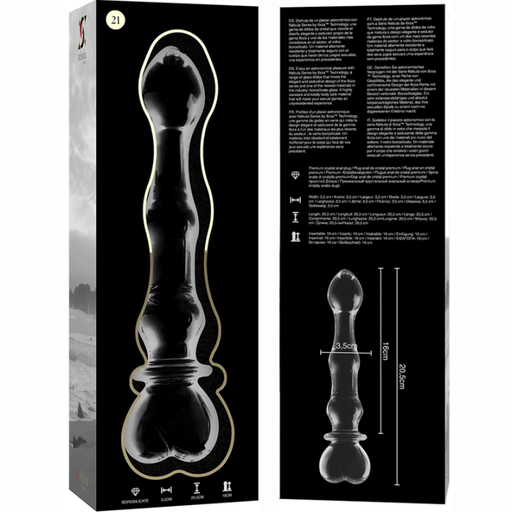 NEBULA SERIES BY IBIZA MODELO 21 DILDO CRISTAL TRANSPARENTE 205 CM O 35 CM