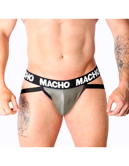 MACHO MX27GR JOCK CUERO GRIS BEIGE XL MACHO MX27GR JOCK CUERO GRIS BEIGE XL