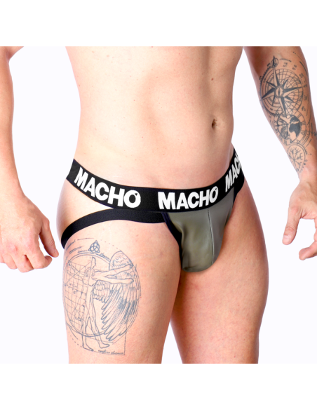 MACHO MX27GR JOCK CUERO GRIS BEIGE XL MACHO MX27GR JOCK CUERO GRIS BEIGE XL