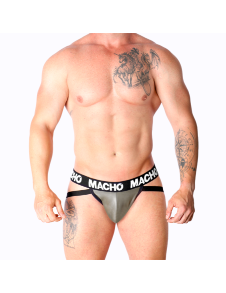 MACHO MX27GR JOCK CUERO GRIS BEIGE XL MACHO MX27GR JOCK CUERO GRIS BEIGE XL