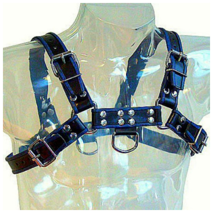 LEATHER BODY ARNES CUERO AZUL Y NEGRO CHEST BULLDOG