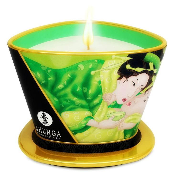 SHUNGA MINI CARESS BY CANDELIGHT VELA MASAJE TE VERDE 170 ML