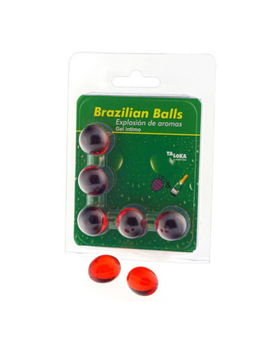 TALOKA BRAZILIAN BALLS GEL INTIMO FRESAS CHAMPN 5 BOLAS