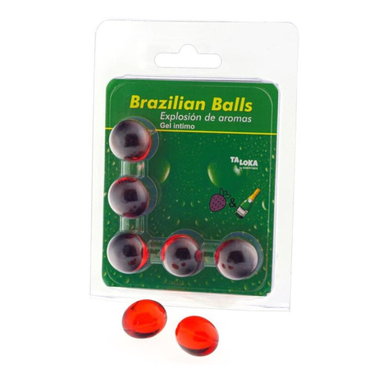 TALOKA BRAZILIAN BALLS GEL INTIMO FRESAS CHAMPN 5 BOLAS