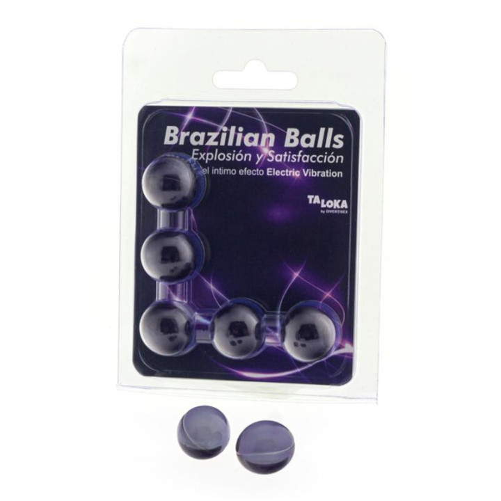 TALOKA BRAZILIAN BALLS GEL EXCITANTE EFECTO VIBRACION ELECTRICA 5 BOLAS
