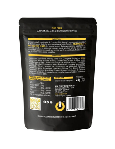 WUG CUM Chicle funcional con sabor a platano para potenciar la fertilidad vitalidad y energia masculina