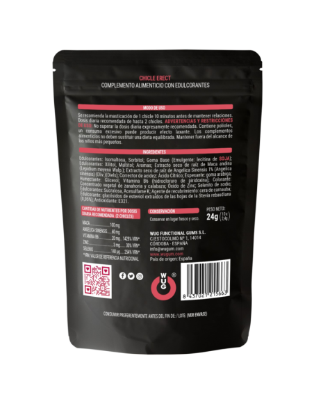 WUG ERECT Chicle funcional con Maca Zinc y Vitaminas para potenciar la energia y el rendimiento masculino WUG ERECT Chicle funcional con Maca Zinc y Vitaminas para potenciar la energia y el rendimiento masculino