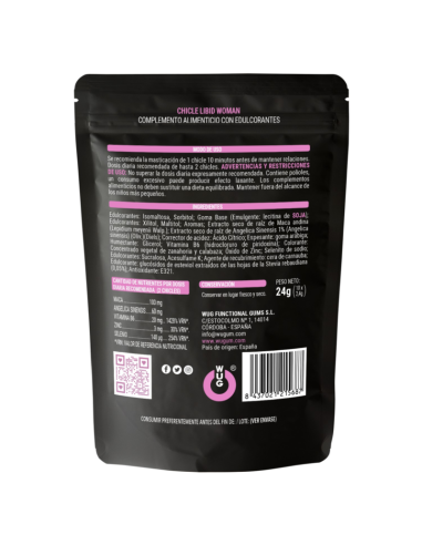 Chicle LIBID WOMAN Chicle funcional con Maca Ginseng Femenino y Zinc para potenciar la vitalidad femenina