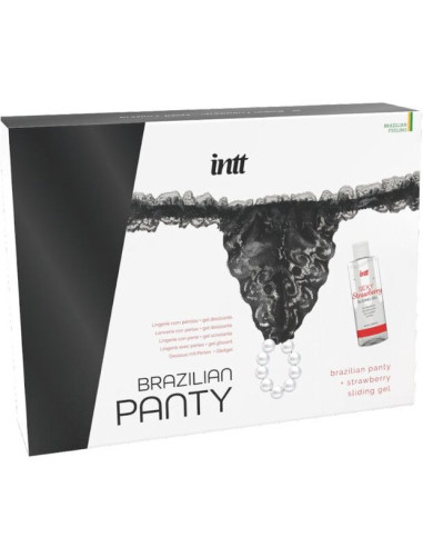 INTT RELEASES PANTY BRASILENA NEGRA CON PERLAS Y GEL LUBRICANTE 50 ML