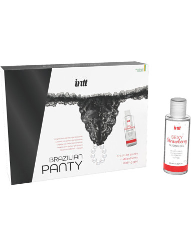 INTT RELEASES PANTY BRASILENA NEGRA CON PERLAS Y GEL LUBRICANTE 50 ML