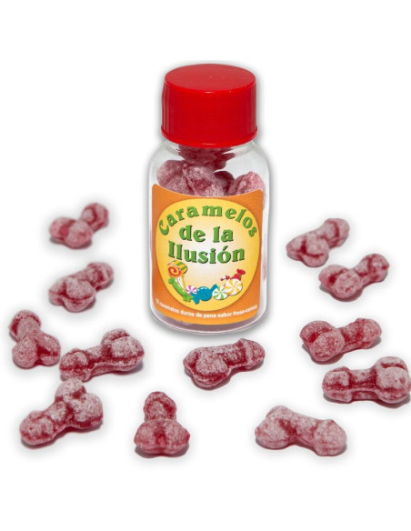 DIABLO PICANTE 12 CARAMELOS DE LA ILUSION FORMA PENE FRESA CEREZA