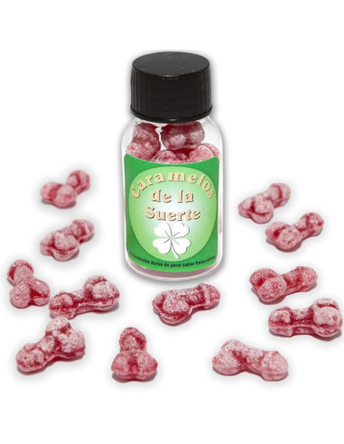 DIABLO PICANTE 12 CARAMELOS DE LA SUERTE FORMA PENE FRESA CEREZA