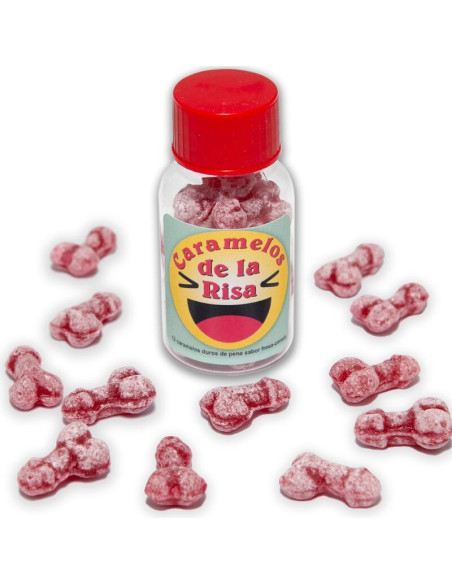 DIABLO PICANTE 12 CARAMELOS DE LA RISA FORMA PENE FRESA CEREZA